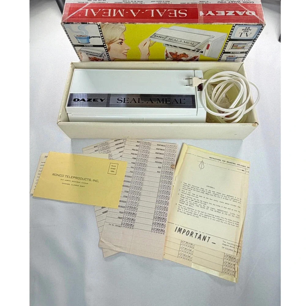 Vintage Dazey Seal A Meal Food Sealer Original Box Instructions 1970s WORKS